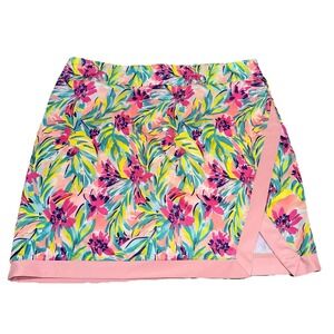 Stella Parker Golf Collection‎ Pink Hawaiian Floral Skort Lined Skirt Women's S